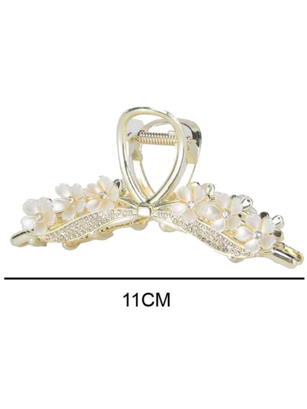 Rhinestone Pave Pearl Floral Hair Claw Clip - Picture 2 of 2